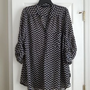 Navy Blue & Cream Sheer Tunic